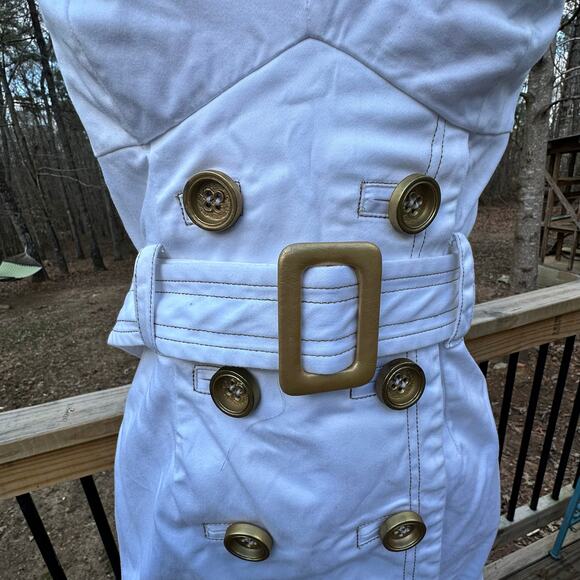 Vintage Y2K White and Gold Baby Phat Strapless Belted Buttoned Minidress Sz S - Picture 5 of 13